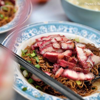 Delicious Loh Dee wonton noodles fuelled by firewood, rendering a distinct smoky flavour. 