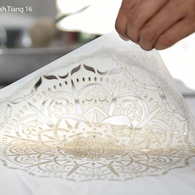PPDK Batik Lenggong – the stencilling process with clay.